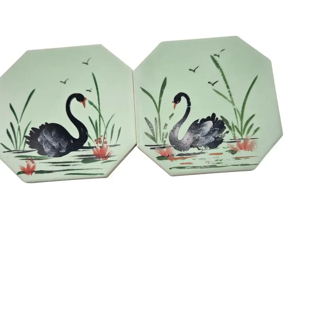 1946 Alpena Michigan Folk Art Swan Plaques Set of 2 - Picture 5 of 12